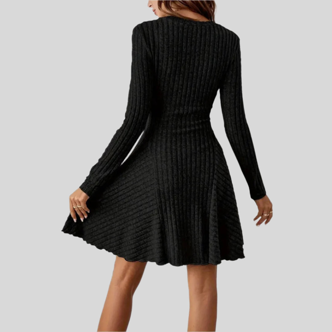 Elegantes V-Neck Kleid | Midi