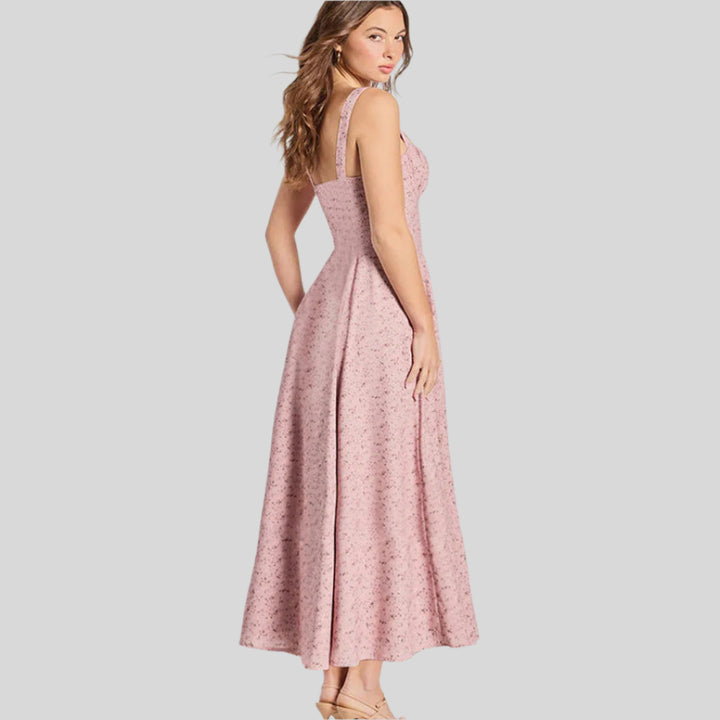 Langes Blumenkleid mit Trägern | Ärmellos