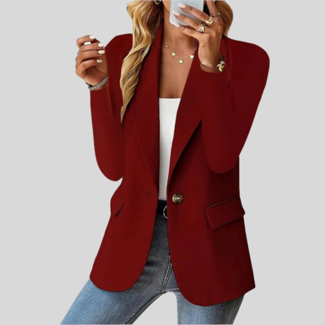 Oksana | Damen Lässiger Schmaler Taschenblazer | Langarm