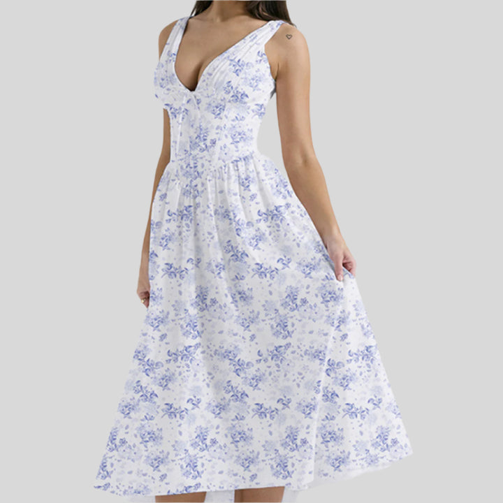 Lässiges Vintage-Blumenkleid | Midi