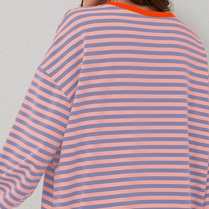 Zeitloser Gestreifter Pullover | Übergroß