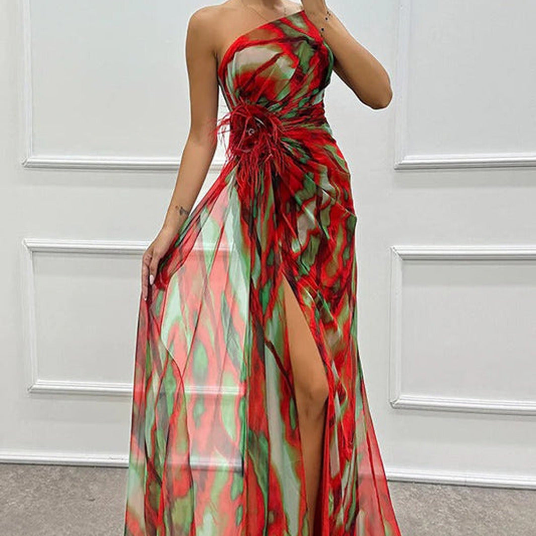 Asymmetrisches One-Shoulder-Maxikleid | Sommer