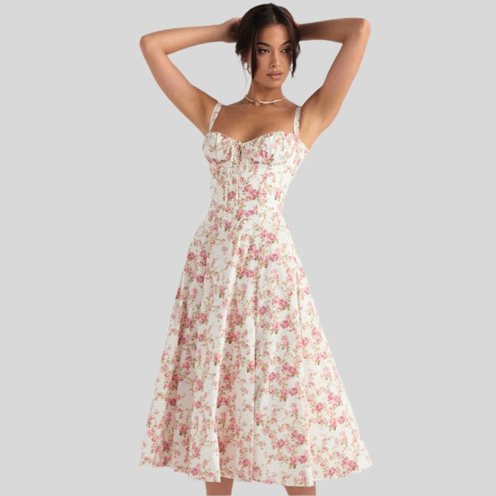 Blumenprint Sommerkleid | Midi
