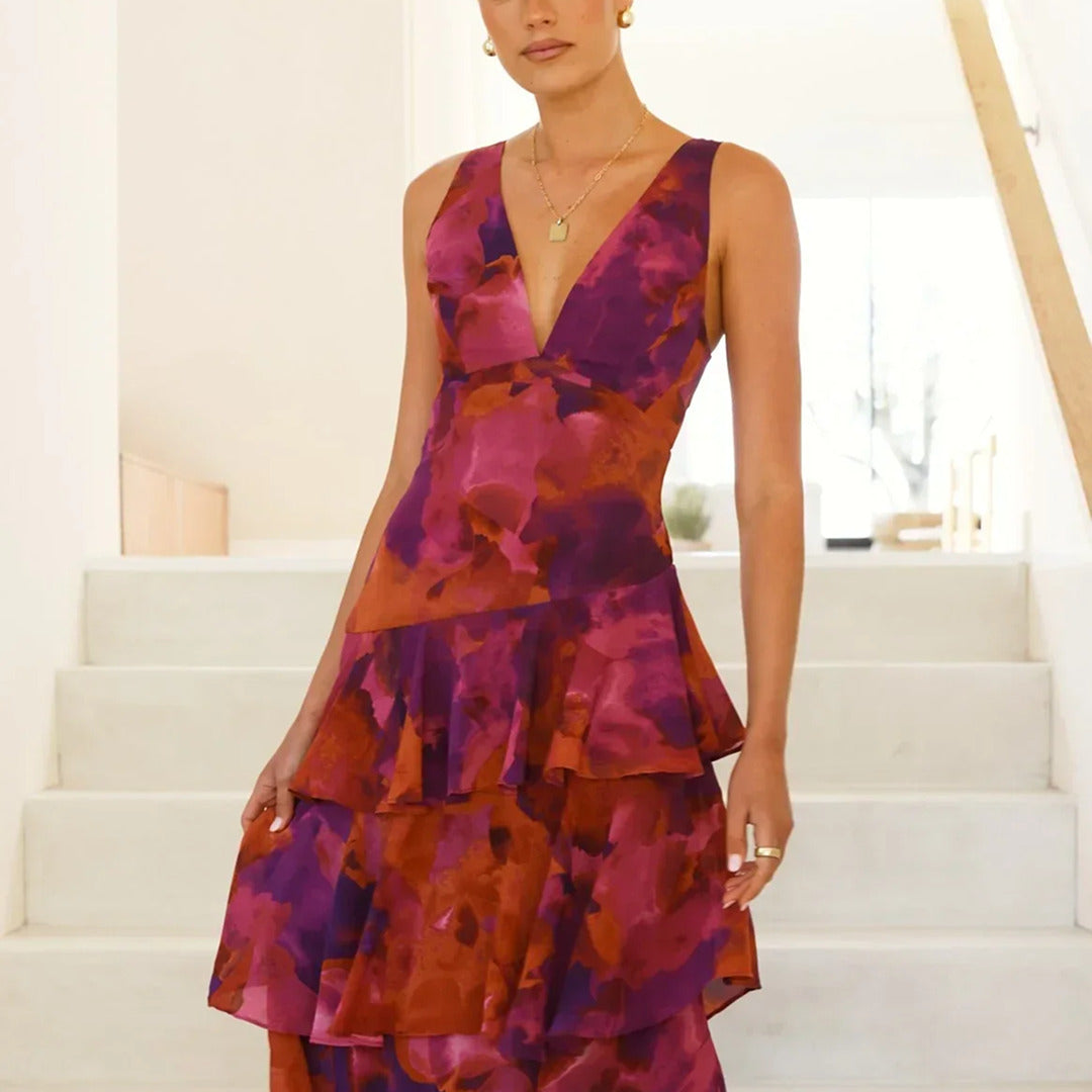 Elegantes Maxikleid mit V-Ausschnitt | Sommer