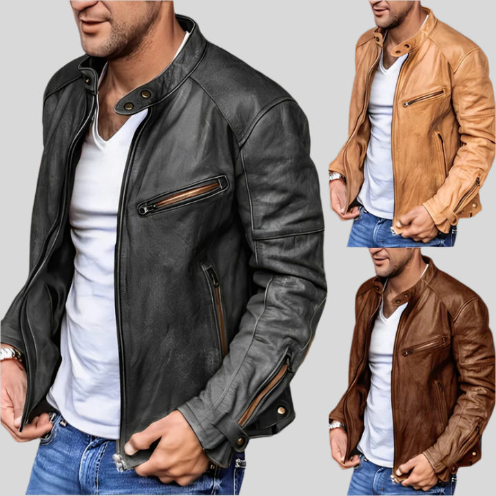 Herren Bikerjacke Mit Langen Ärmeln | Reißverschluss