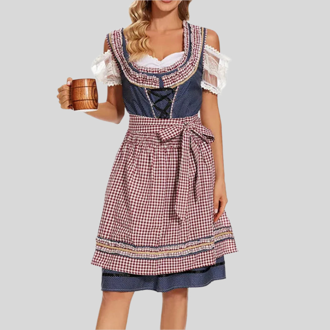 Schulterfreies Traditionelles Oktoberfest-Dirndlkleid | Midi