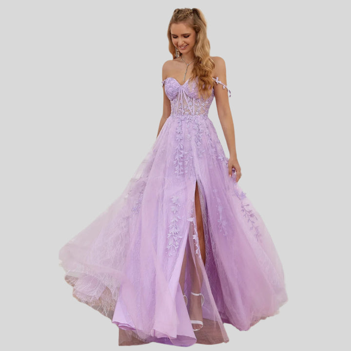 Odelis | Damen Stilvolles Schulterfreies Kleid | Maxi