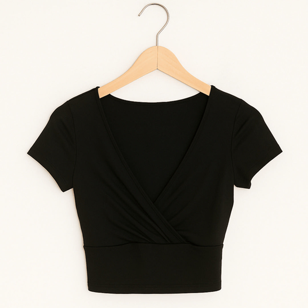 Elegantes Crop-Top mit V-Ausschnitt | Kurzarm