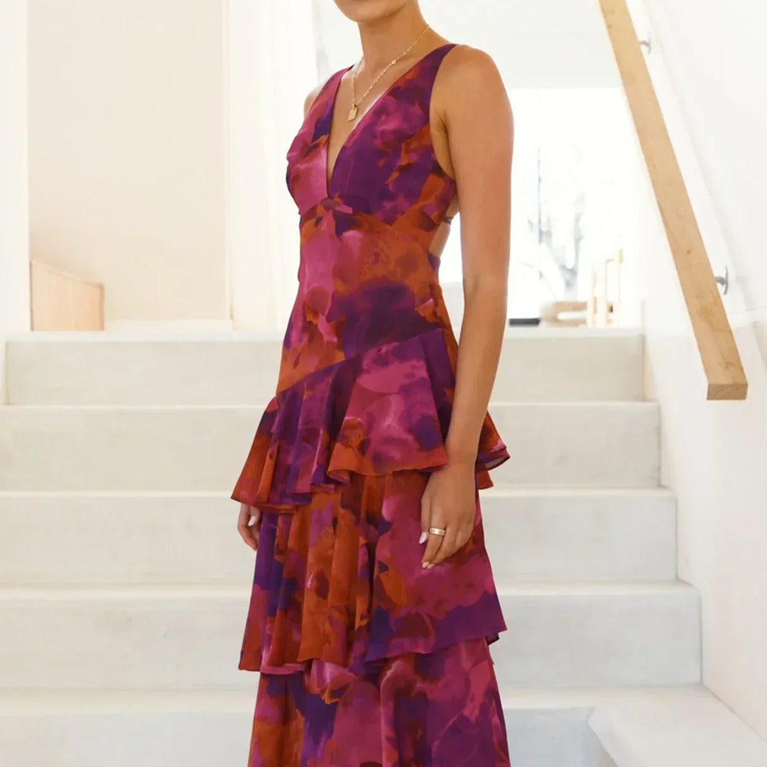 Elegantes Maxikleid mit V-Ausschnitt | Sommer