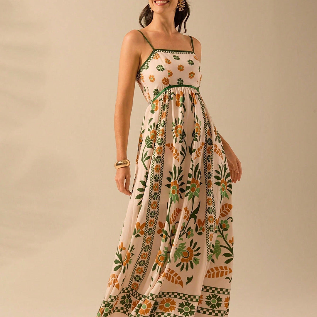 Elegantes Ärmelloses Bedrucktes Kleid | Maxi