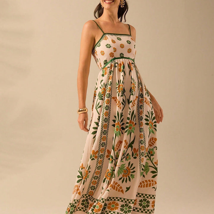 Elegantes Ärmelloses Bedrucktes Kleid | Maxi