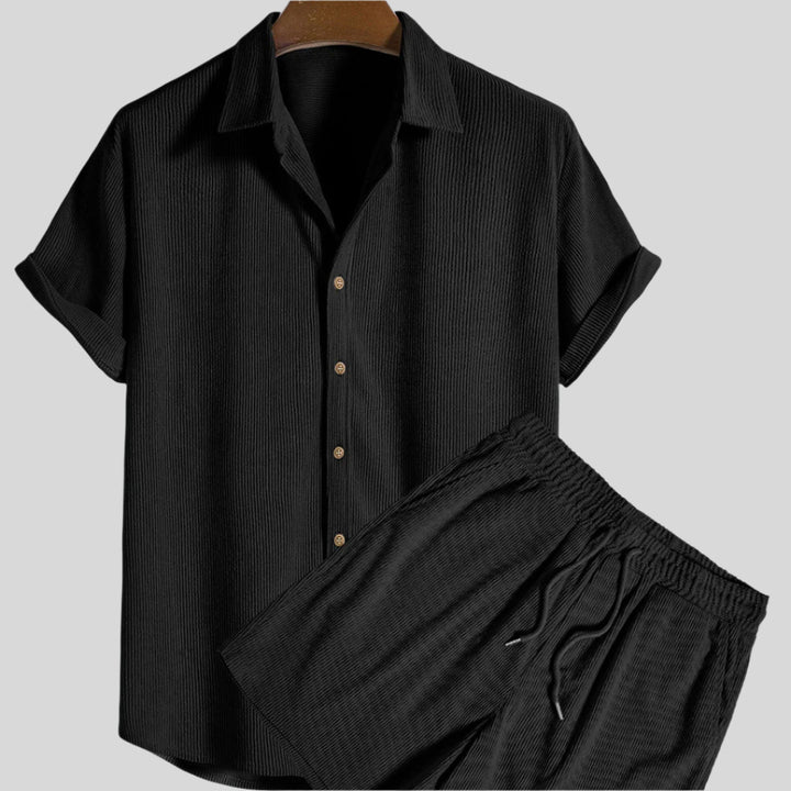 Zbyszko | Herren Kurzarm Plissee Hemd Short Set | Leicht