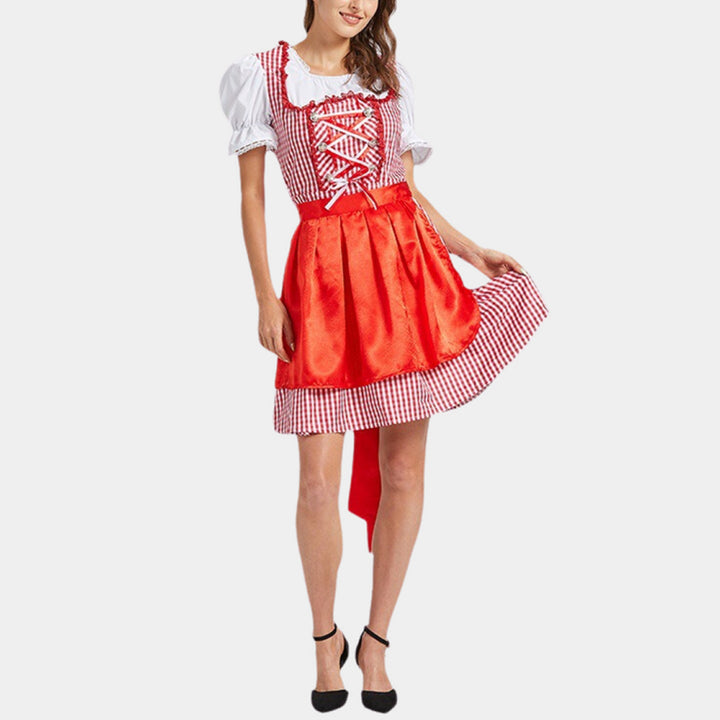 Elegantes rotes Oktoberfest-Dirndlkleid | Mini