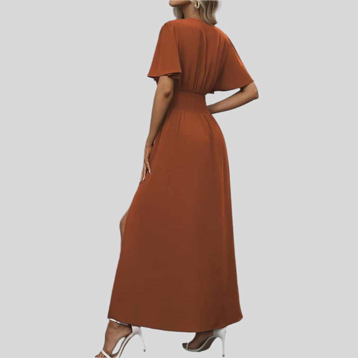 Hira | Damen Elegantes Maxikleid | V Ausschnitt