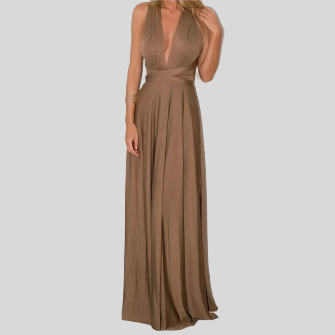 Jwera | Damen Ärmelloses Wickelkleid | Maxi