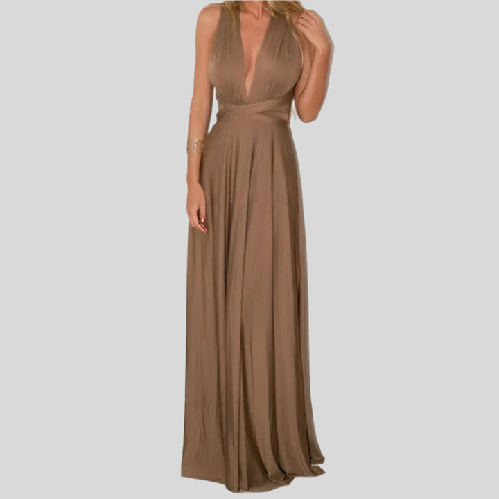 Jwera | Damen Ärmelloses Wickelkleid | Maxi