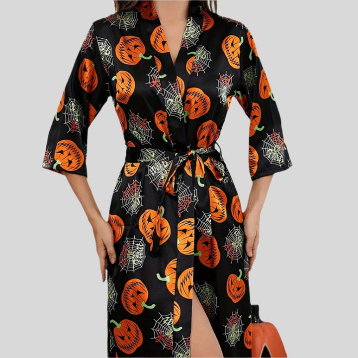 Robe mit Kürbismuster | Halloween-Kostüm