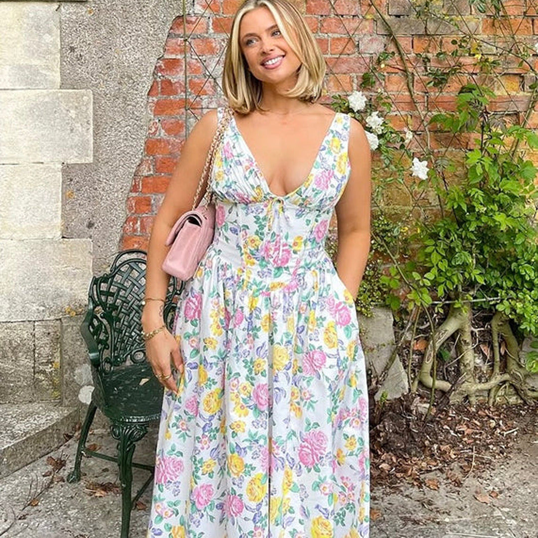 Lässiges Vintage-Blumenkleid | Midi