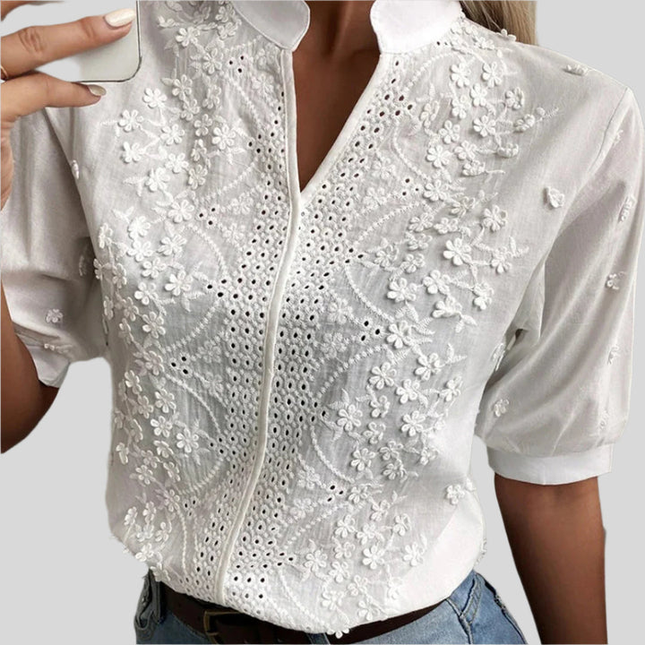 Elegantes Top Mit V-Ausschnitt | Kurzarm