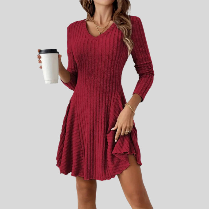 Elegantes V-Neck Kleid | Midi