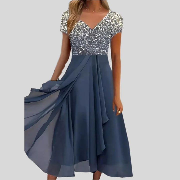 Onyxia | Damen Modernes Blumenkleid | Midi