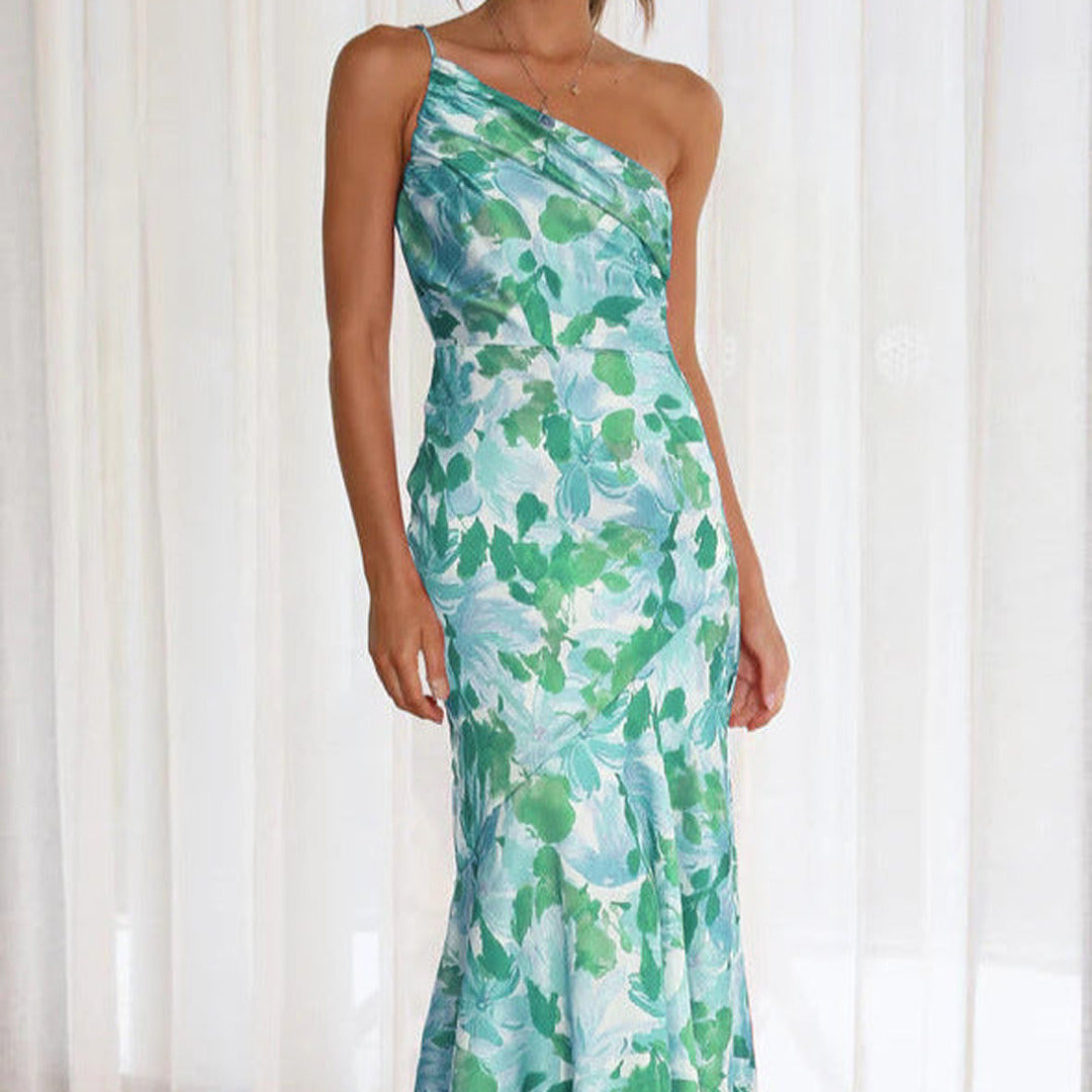 Elegantes Asymmetrisches Kleid mit Blumenmuster | Midi