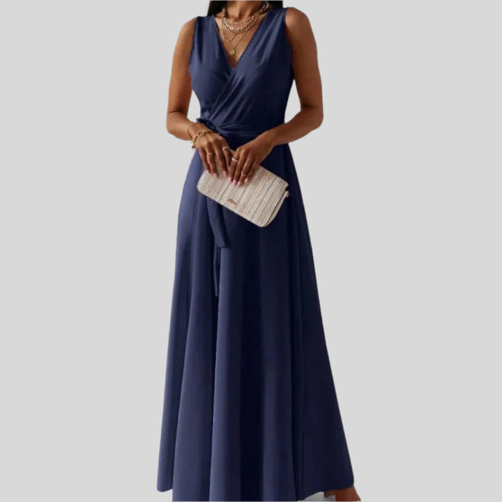 Elegantes Ärmellos Wickelkleid | Maxi