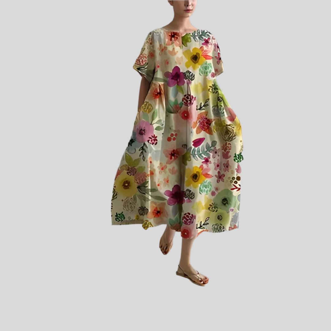Locker Bedrucktes Kleid | Midi