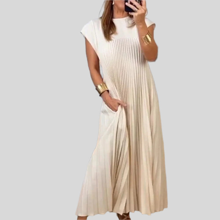 Claudia | Damen Elegant Plissee Kleid | Midi