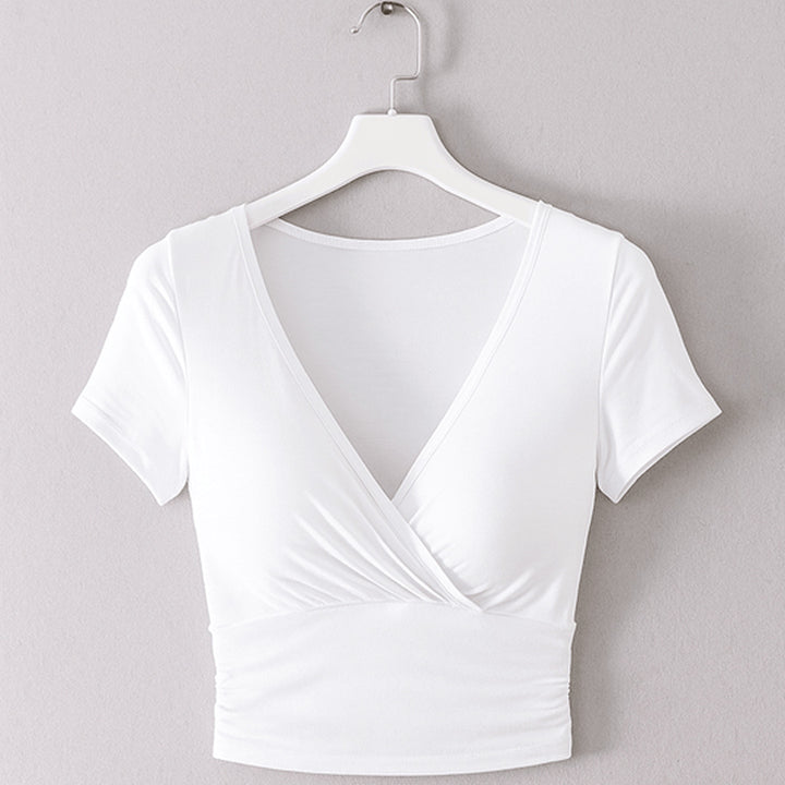 Elegantes Crop-Top mit V-Ausschnitt | Kurzarm