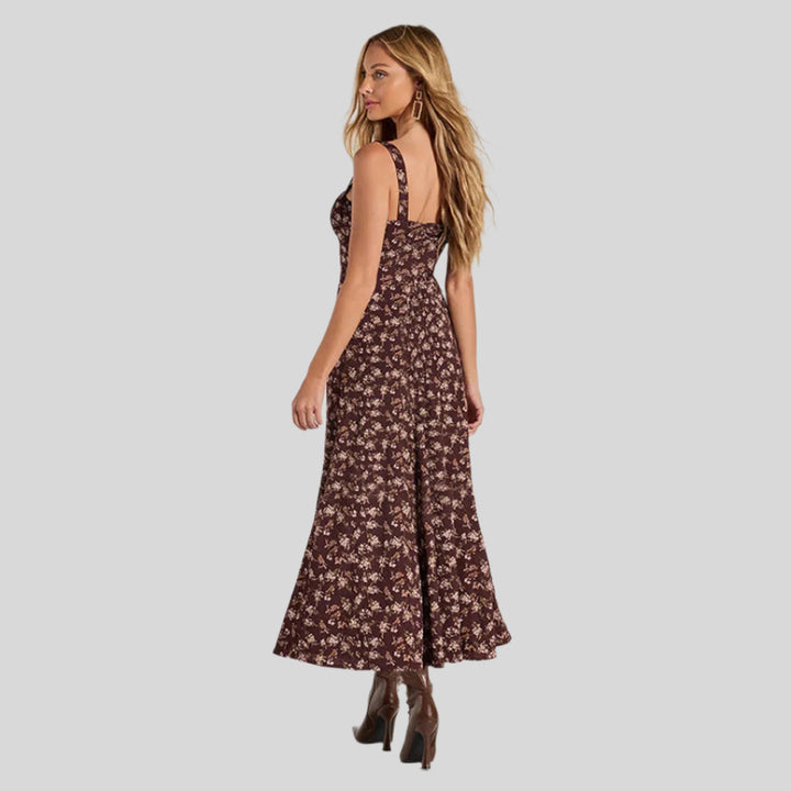 Langes Blumenkleid mit Trägern | Ärmellos
