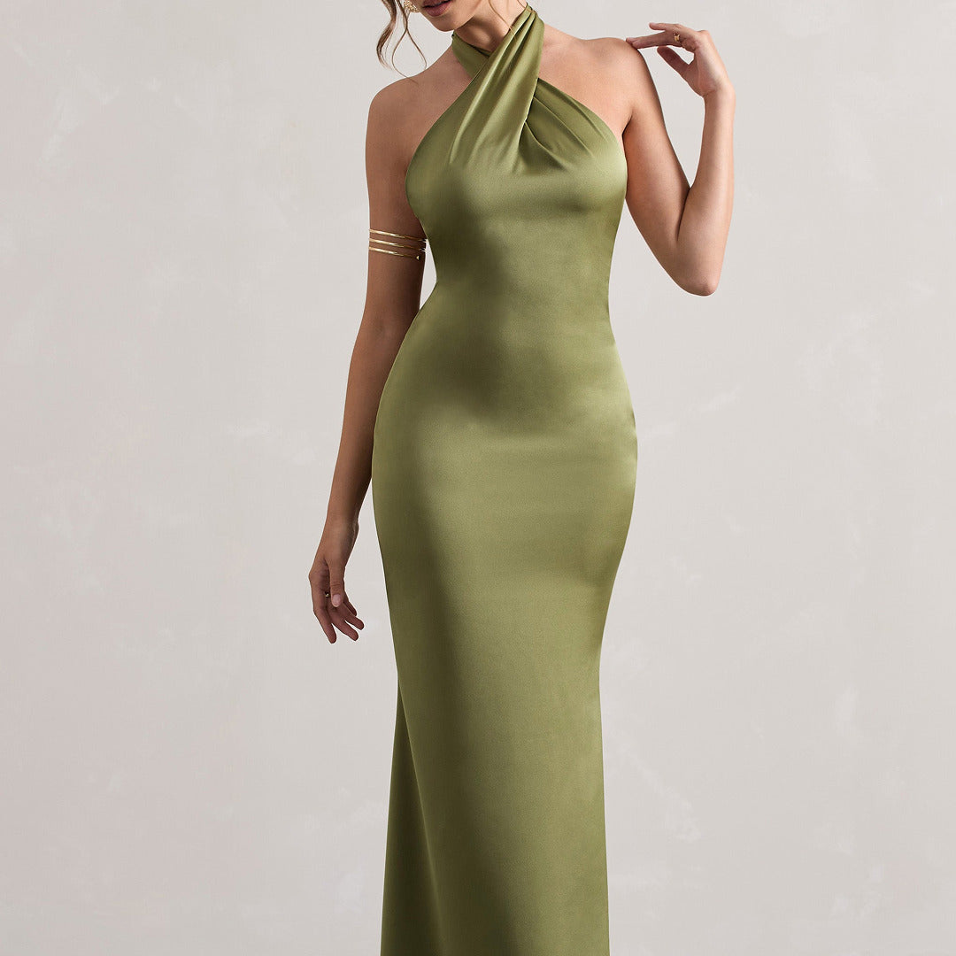 Ärmelloses Neckholder-Kleid | Lang