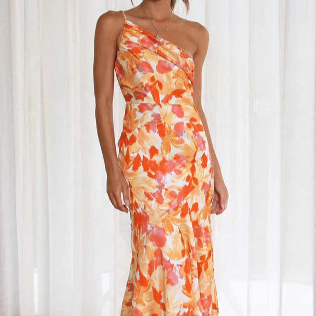 Elegantes Asymmetrisches Kleid mit Blumenmuster | Midi