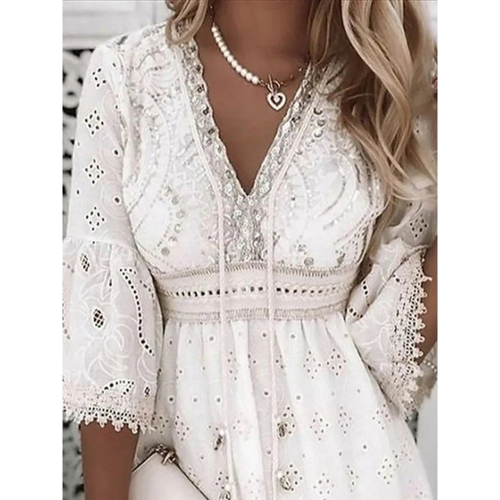 Yelara | Damen Elegant Kurzarm Sommerkleid | Mini