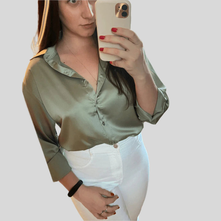 Elegante Bluse mit Knopfleiste | Langarm