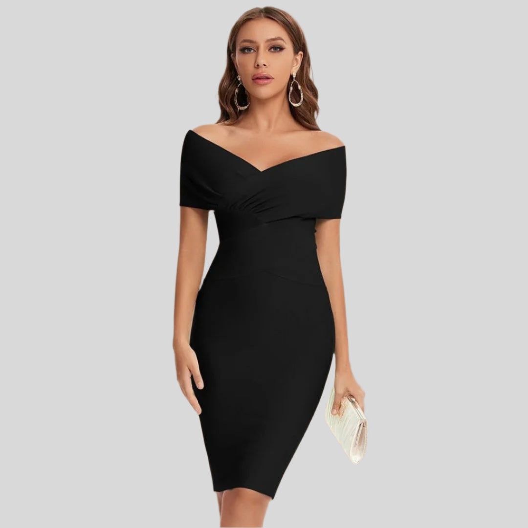 Modernes Partykleid mit V-Ausschnitt | Midi