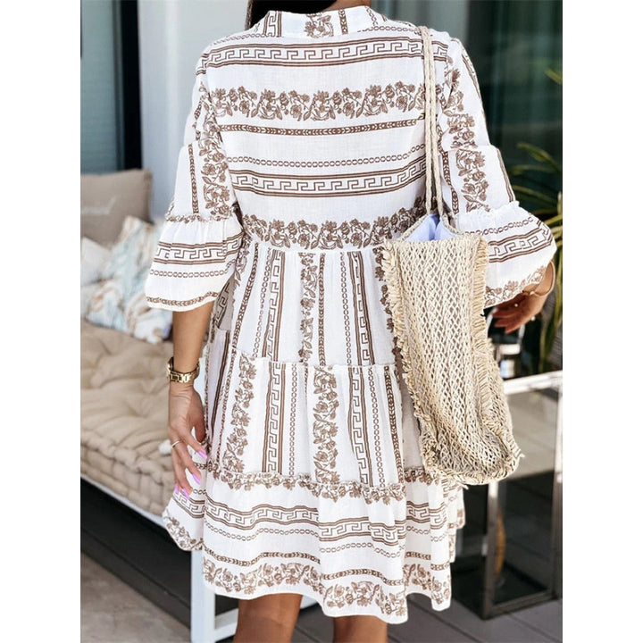 Estelene | Damen Modernes Sommerkleid Mit kurzen Ärmeln | Midi