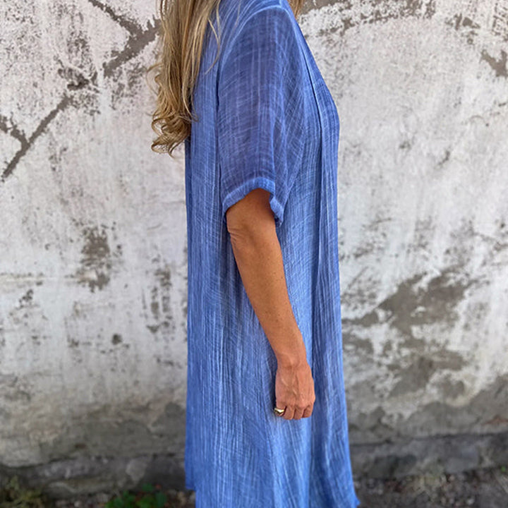 Lässiges Sommerkleid mit Kurzen Ärmeln | Midi