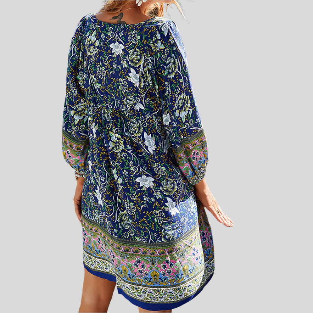 Lässiges Ibiza-Sommerkleid mit Kurzen Ärmeln | Mini