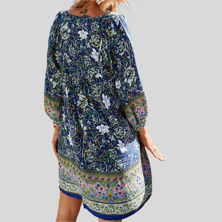 Lässiges Ibiza-Sommerkleid mit Kurzen Ärmeln | Mini