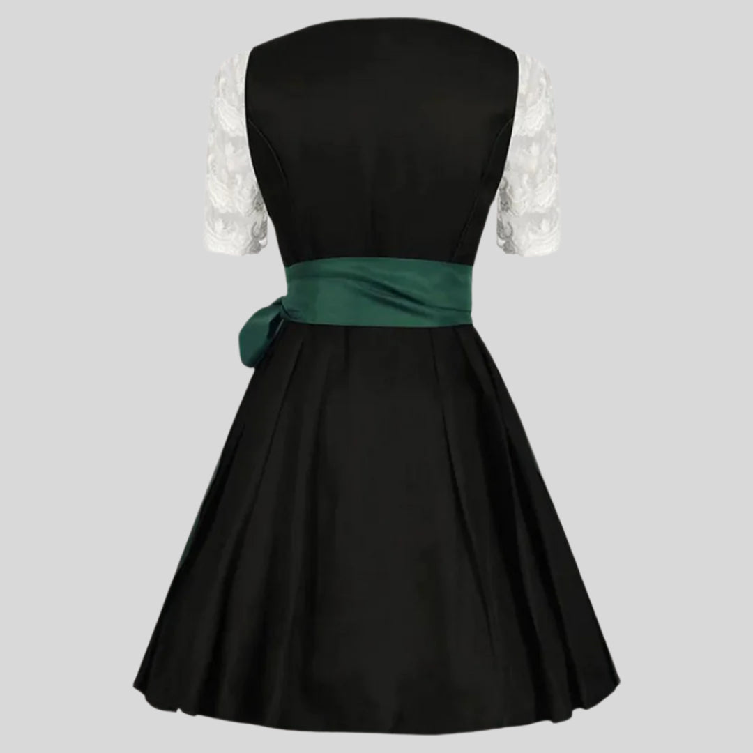 Kurzarmliges Oktoberfest-Dirndl-Midikleid | Grün