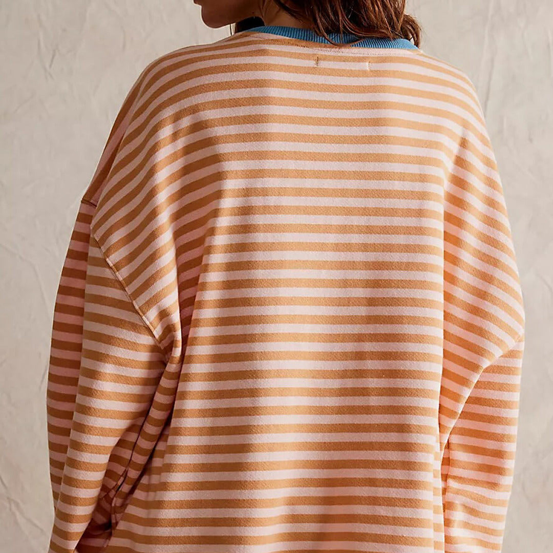 Zeitloser Gestreifter Pullover | Übergroß
