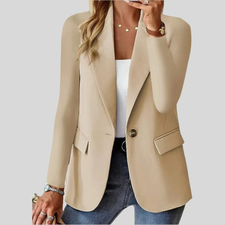 Oksana | Damen Lässiger Schmaler Taschenblazer | Langarm