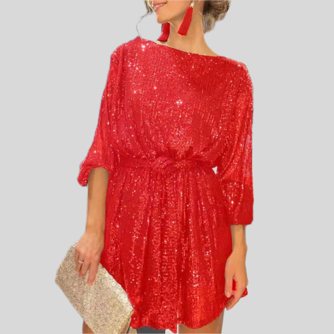 Rozi | Damen Elegantes Langarm Partykleid | Midi