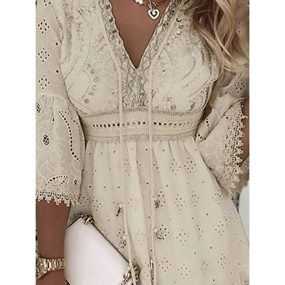 Yelara | Damen Elegant Kurzarm Sommerkleid | Mini
