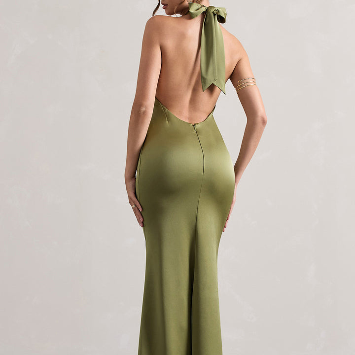 Ärmelloses Neckholder-Kleid | Lang