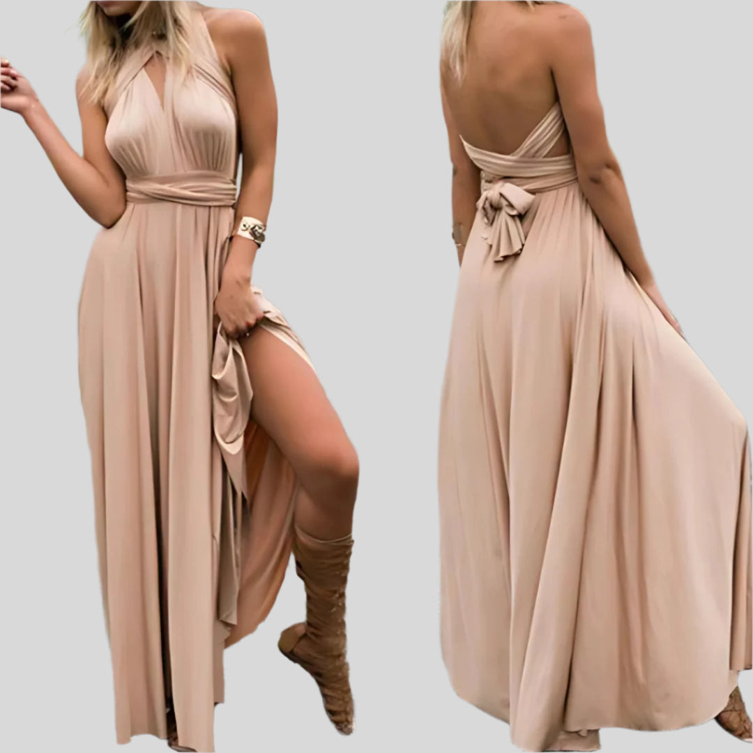 Jwera | Damen Ärmelloses Wickelkleid | Maxi