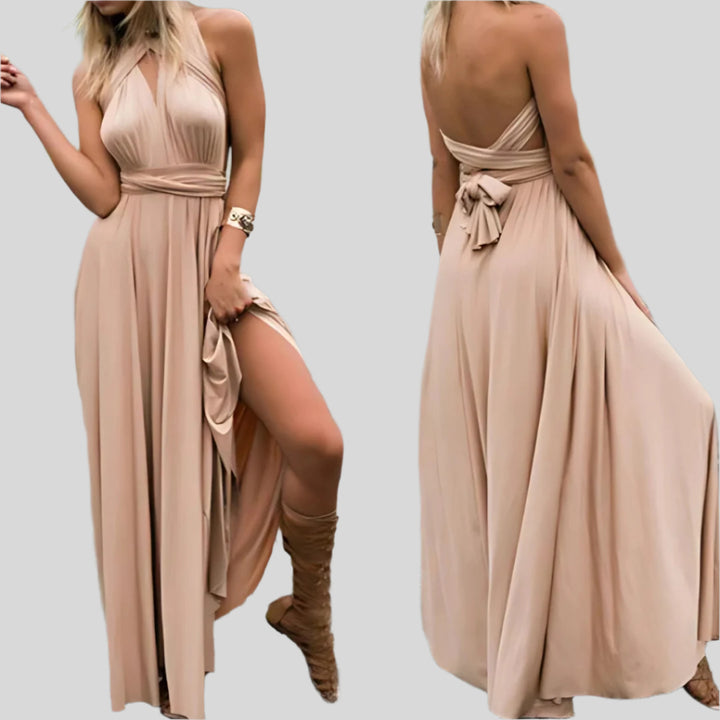 Jwera | Damen Ärmelloses Wickelkleid | Maxi