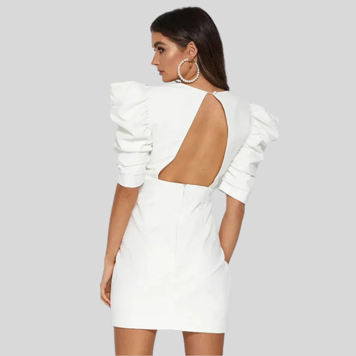 V-Ausschnitt-Puffärmel-Kleid | Mini