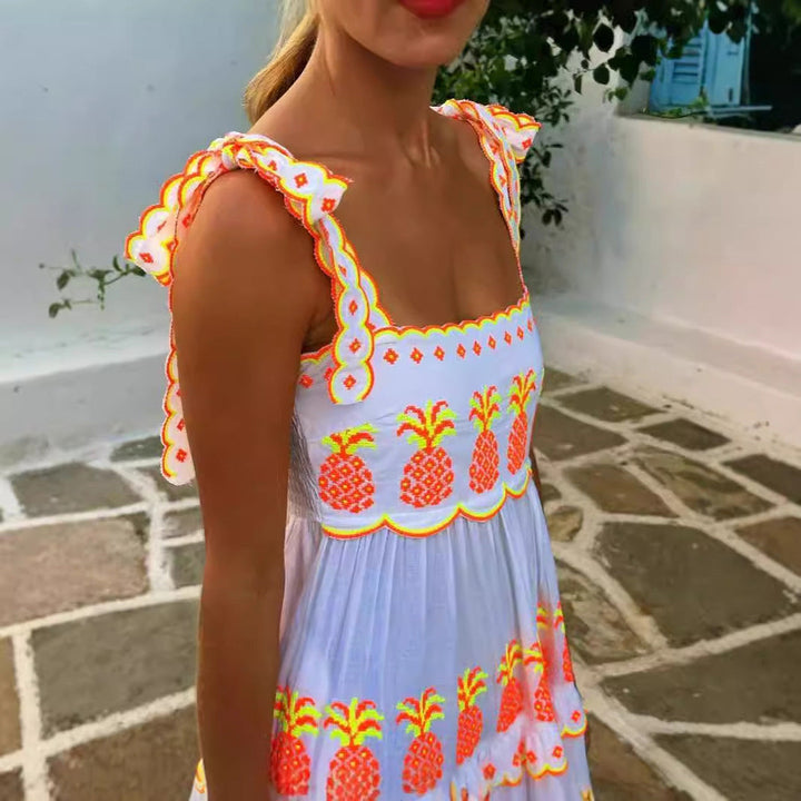 Langes Besticktes Bohemian Kleid | Maxi